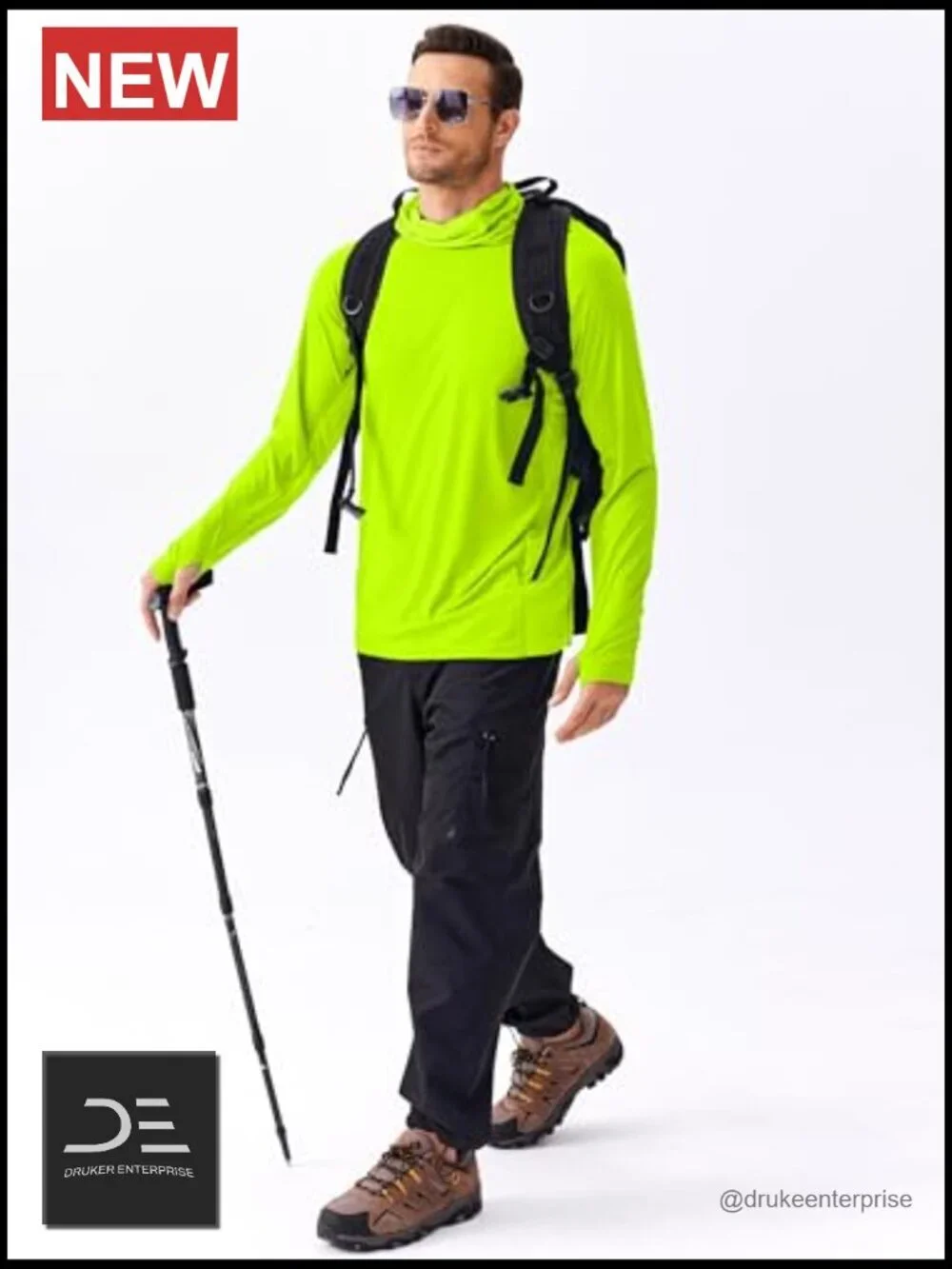 Men's UPF 50+ Sun Protection Hoodie Rash Guard Long Sleeve Fishing Hiking Shirt